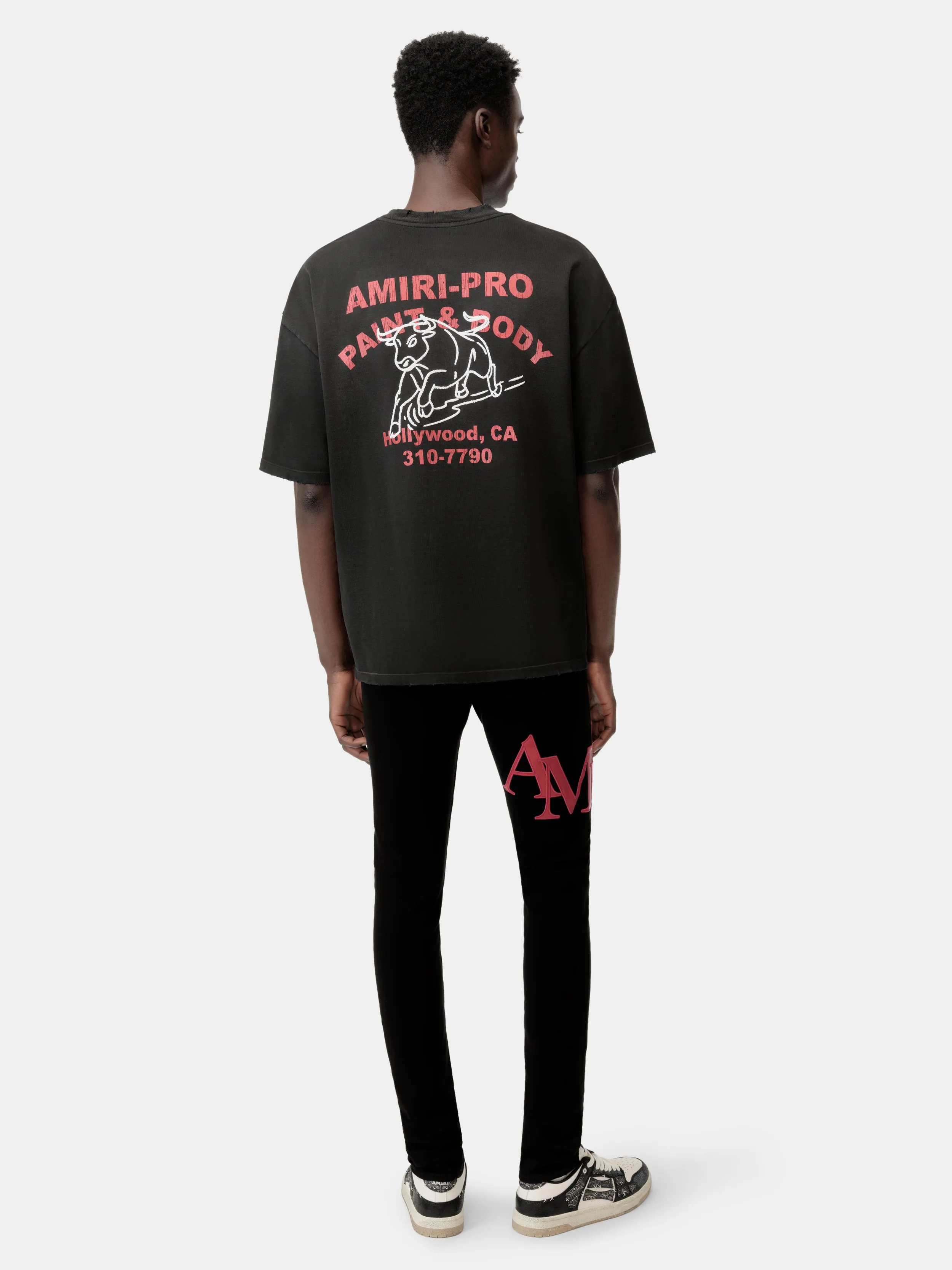 STAGGERED LOGO SKINNY JEAN- Black Red sold by AMIRI product image thumbnail 5