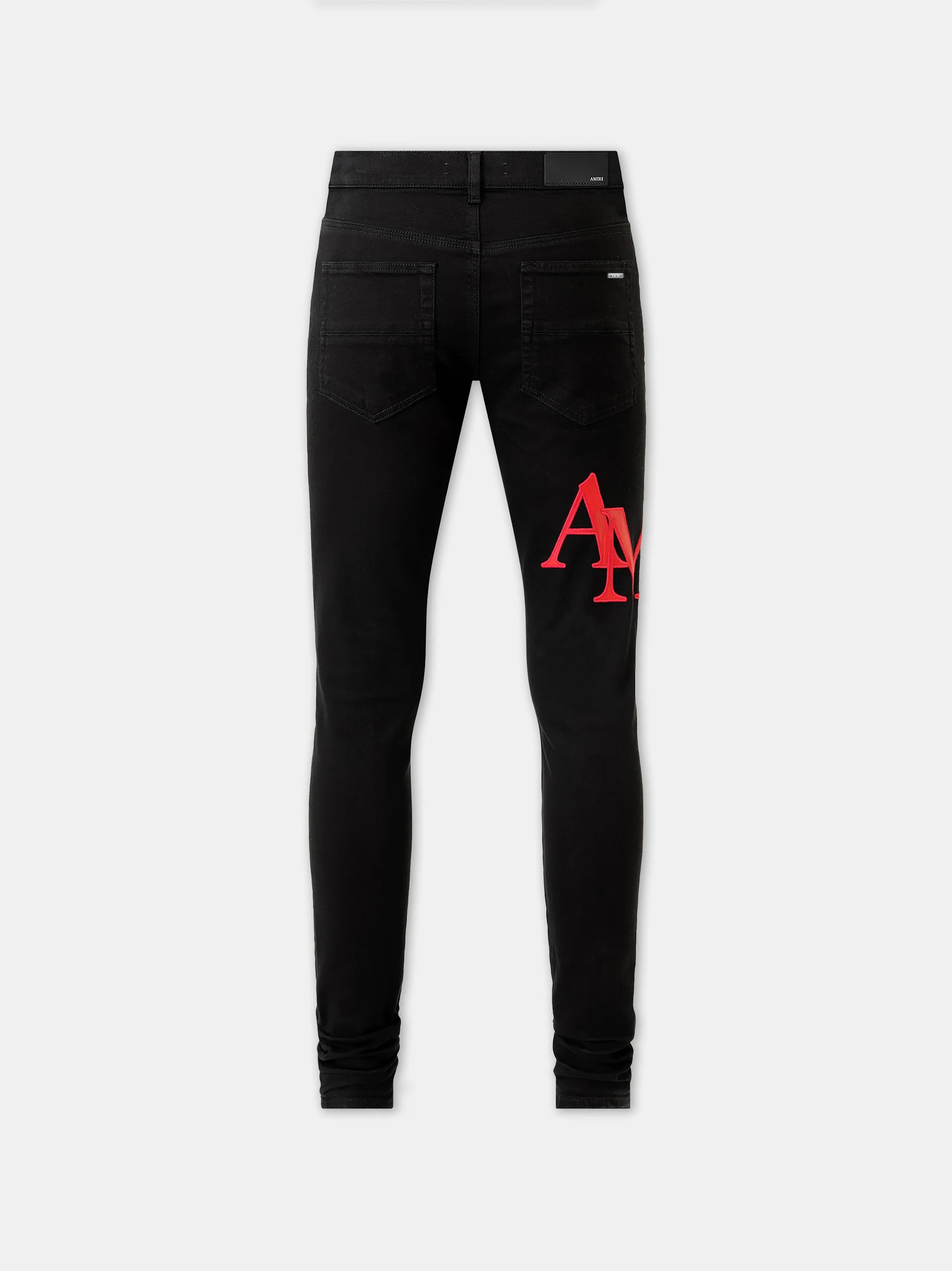 STAGGERED LOGO SKINNY JEAN- Black Red sold by AMIRI product image thumbnail 3