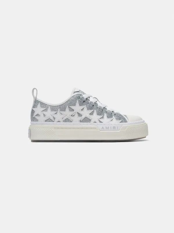 WOMEN - WOMEN'S GLITTER STARS COURT LOW - Silver sold by AMIRI
