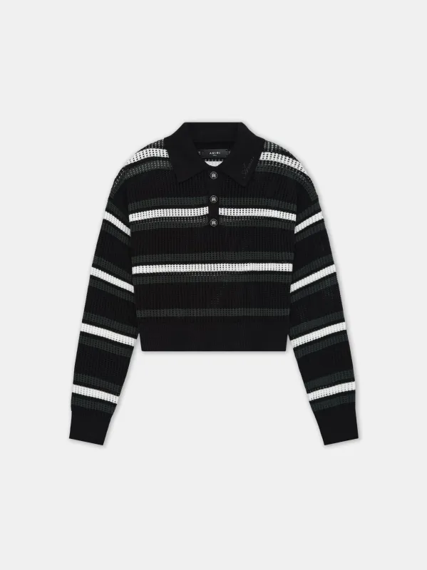 WOMEN - WOMEN'S MA LONG SLEEVE OVERSIZED POLO - Black Multi sold by AMIRI