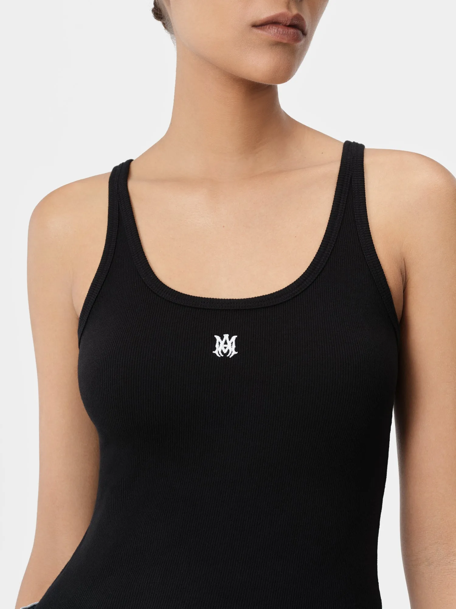 WOMEN - WOMEN'S MA EMBROIDERED RIBBED TANK - Black sold by AMIRI product image thumbnail 5