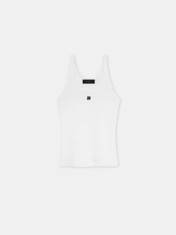 WOMEN - WOMEN'S MA EMBROIDERED RIBBED TANK - White sold by AMIRI