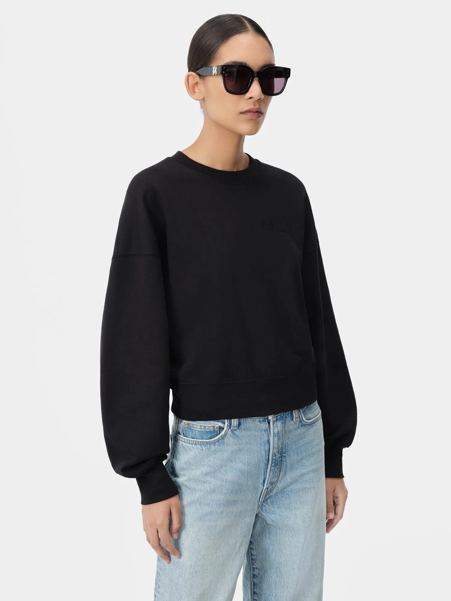 WOMEN - WOMEN'S AMIRI EMBROIDERED CREW - Black sold by AMIRI product image thumbnail 3