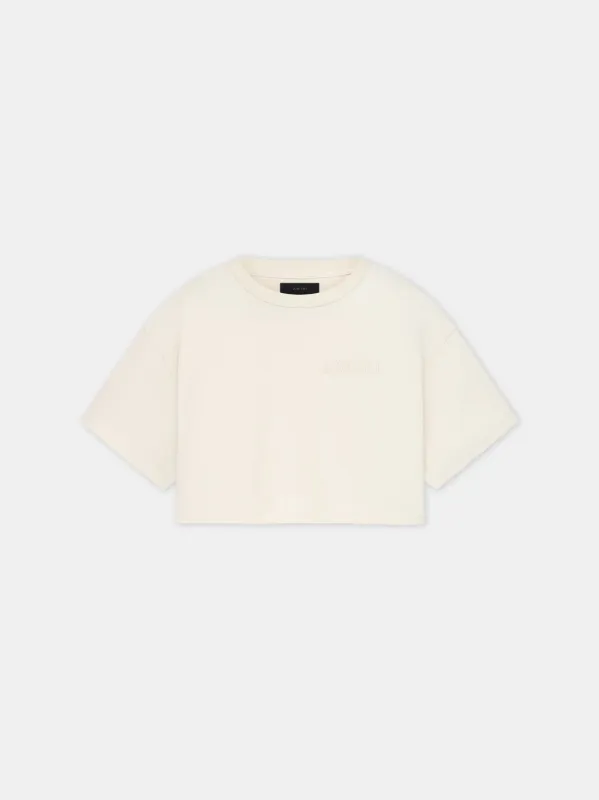 WOMEN - WOMEN'S AMIRI EMBROIDERED CROPPED TEE - Alabaster sold by AMIRI