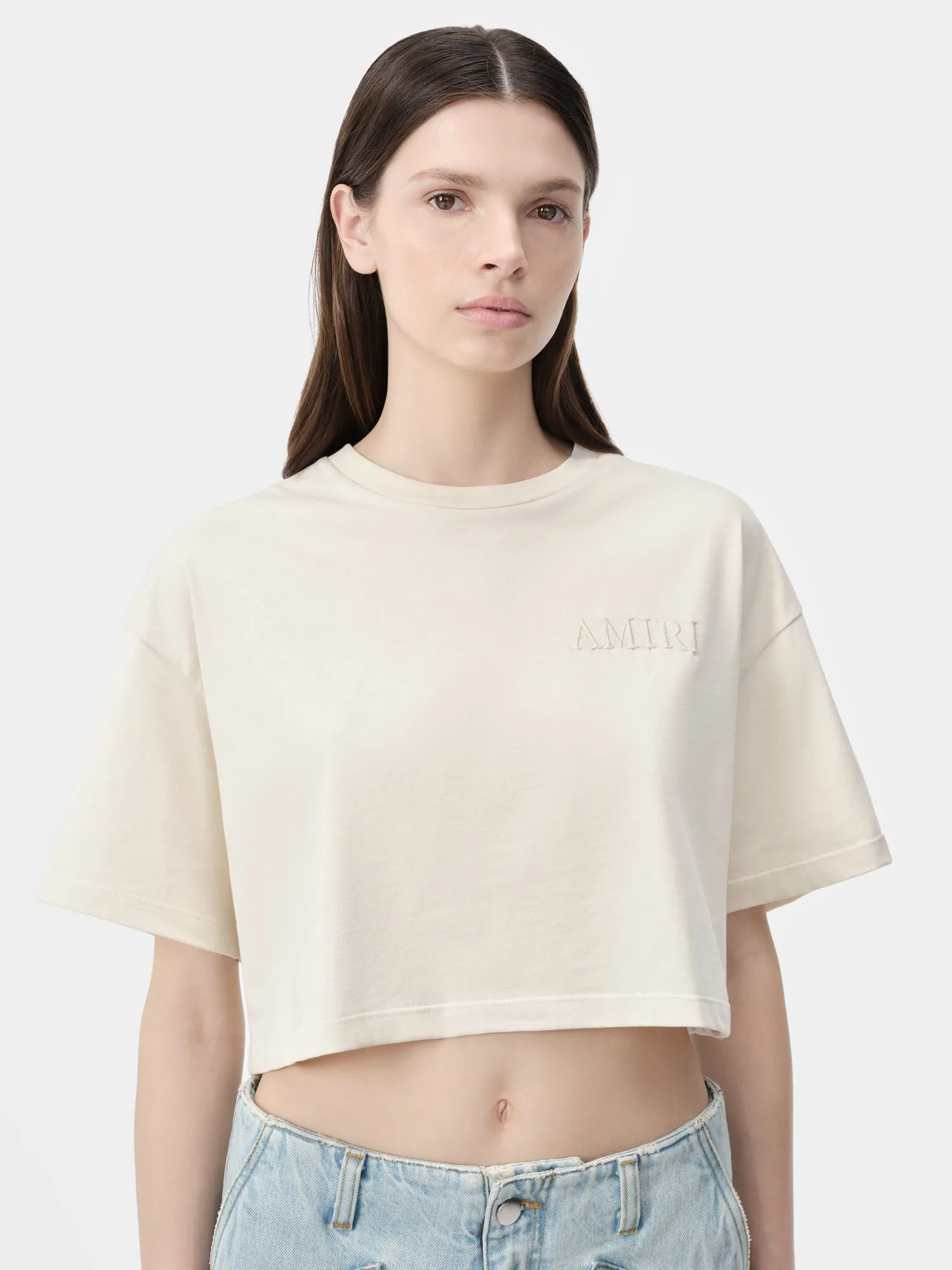 WOMEN - WOMEN'S AMIRI EMBROIDERED CROPPED TEE - Alabaster sold by AMIRI product image thumbnail 5