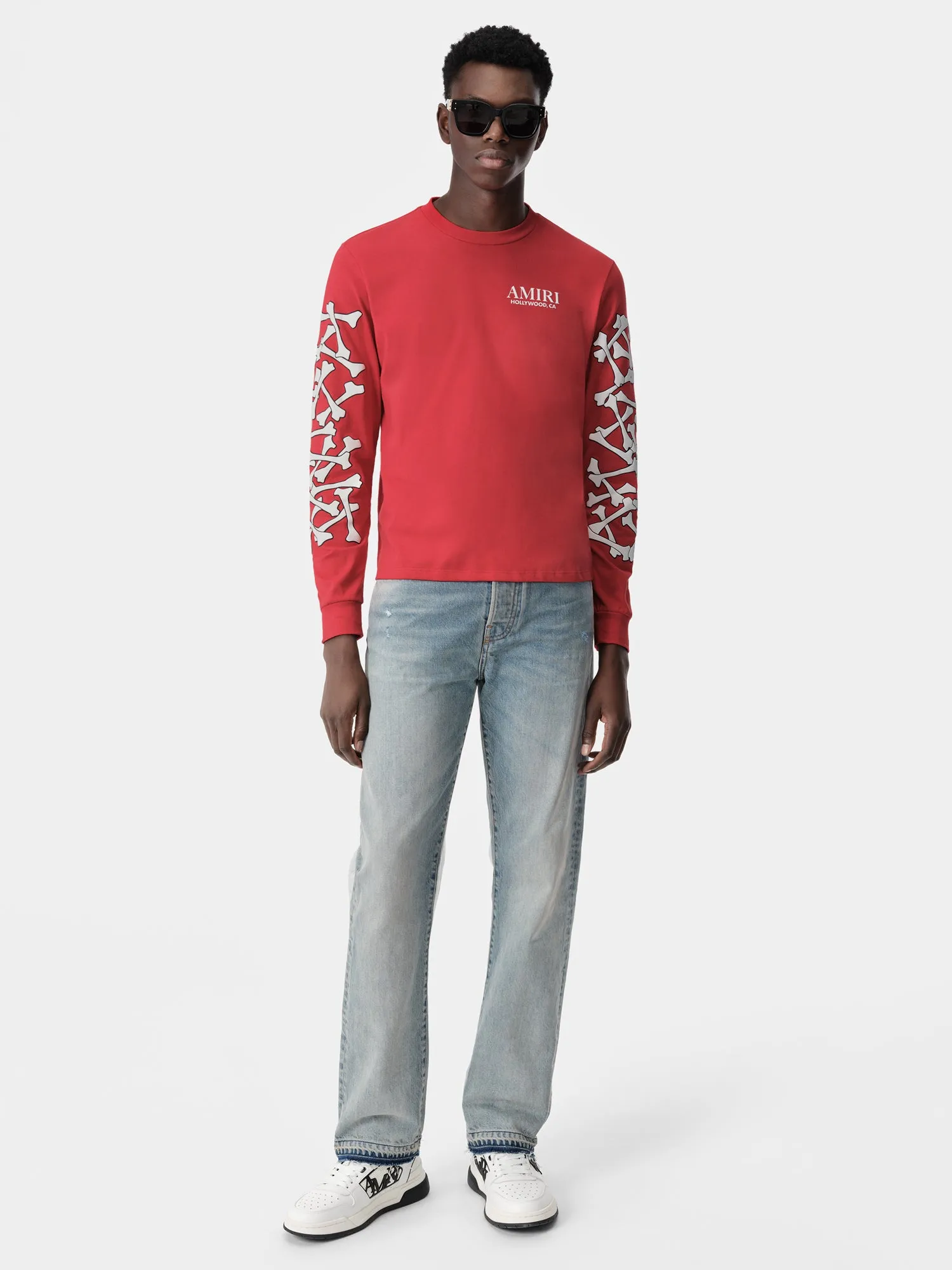 BONES STACKED LONG SLEEVE TEE - Red sold by AMIRI product image thumbnail 2