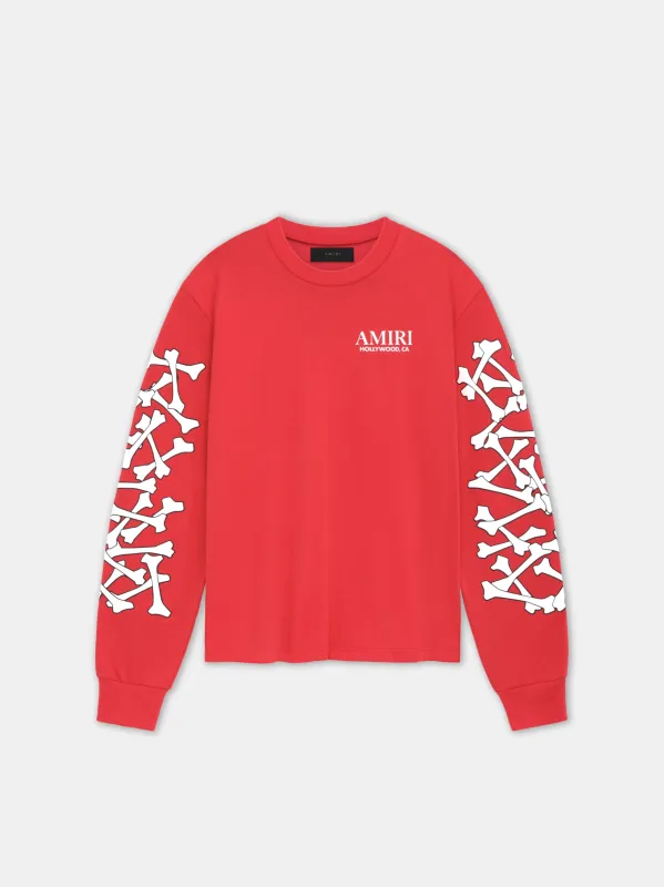 BONES STACKED LONG SLEEVE TEE - Red made by AMIRI