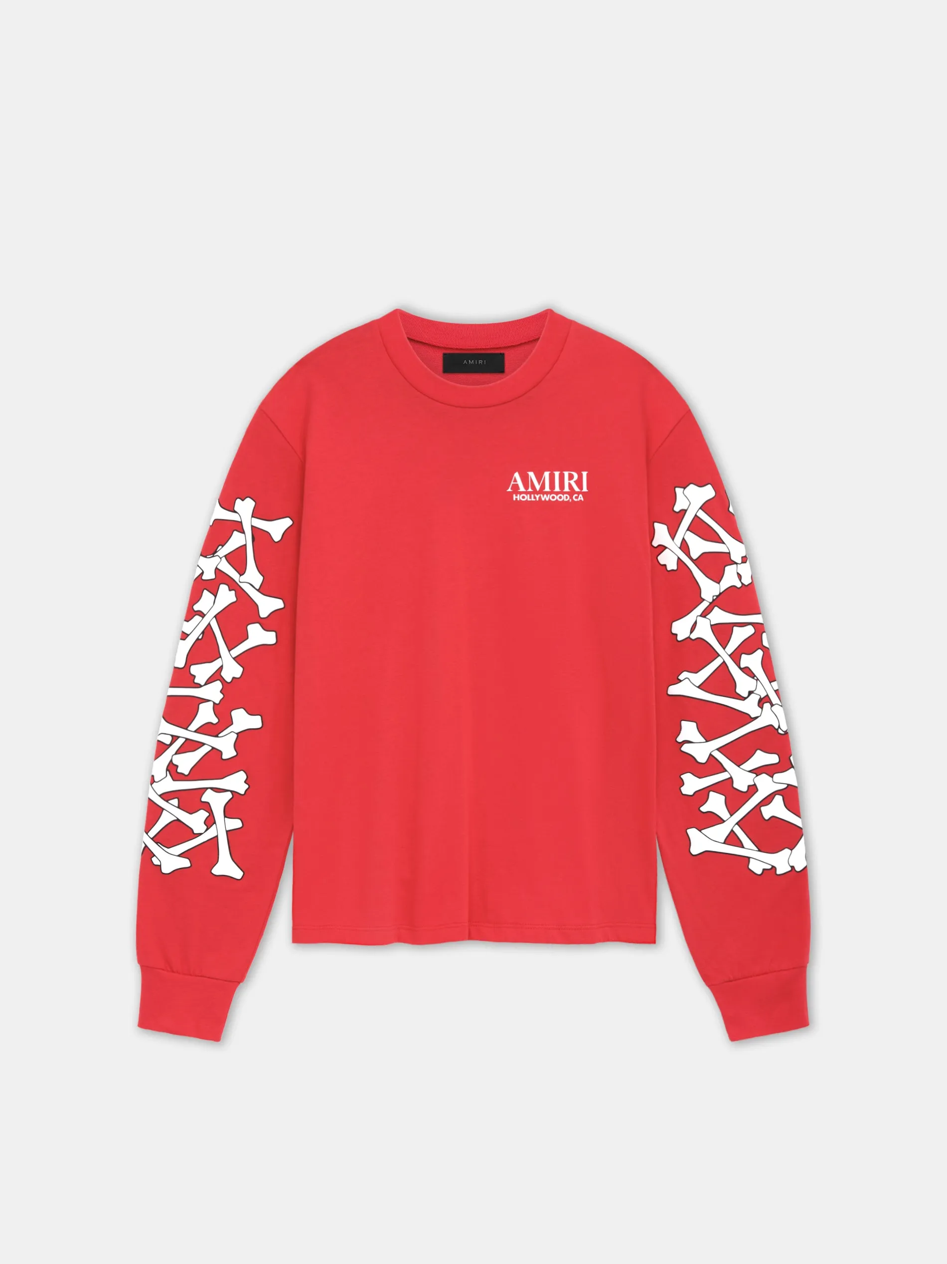 BONES STACKED LONG SLEEVE TEE - Red sold by AMIRI