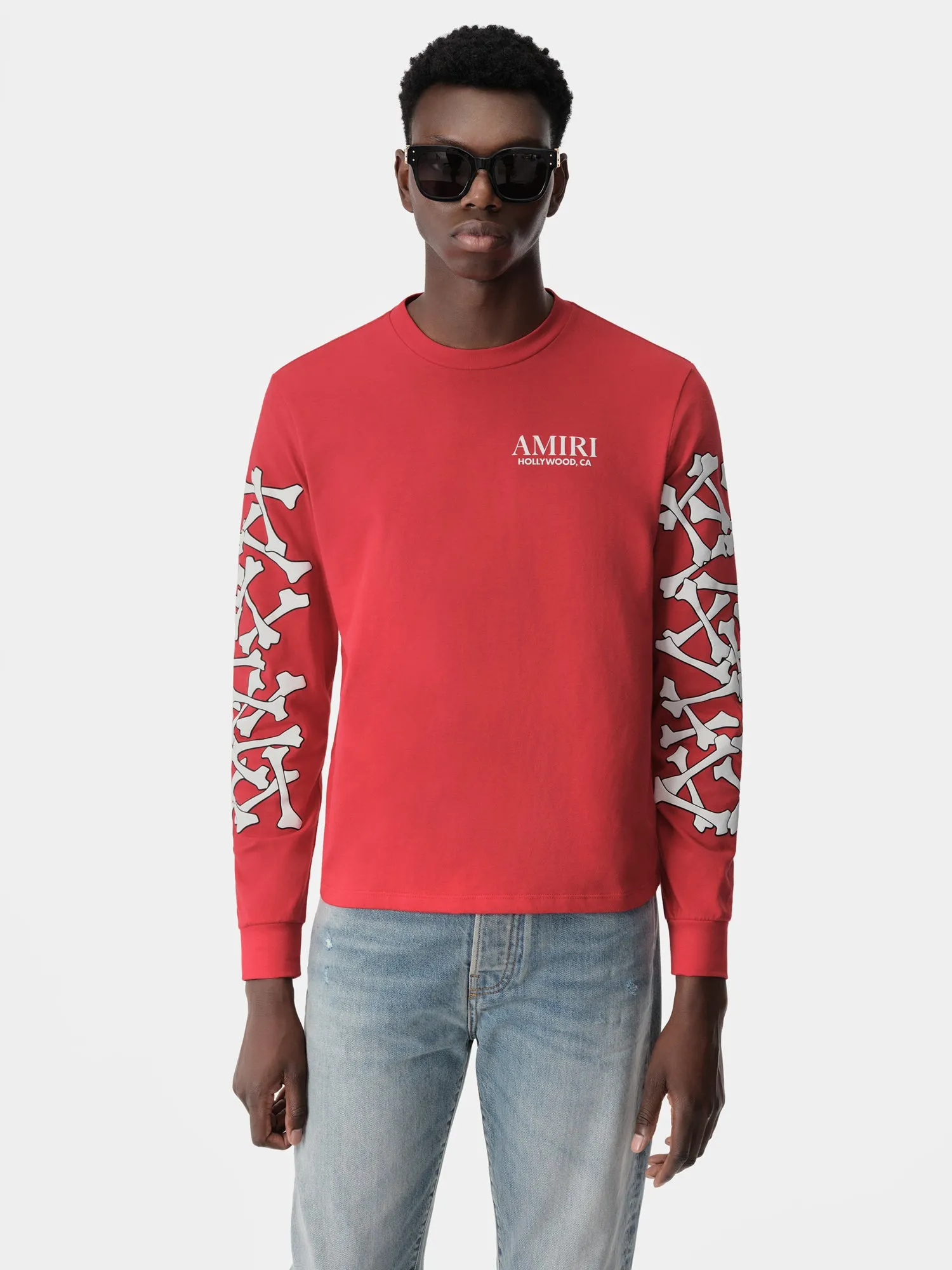 BONES STACKED LONG SLEEVE TEE - Red sold by AMIRI product image thumbnail 3