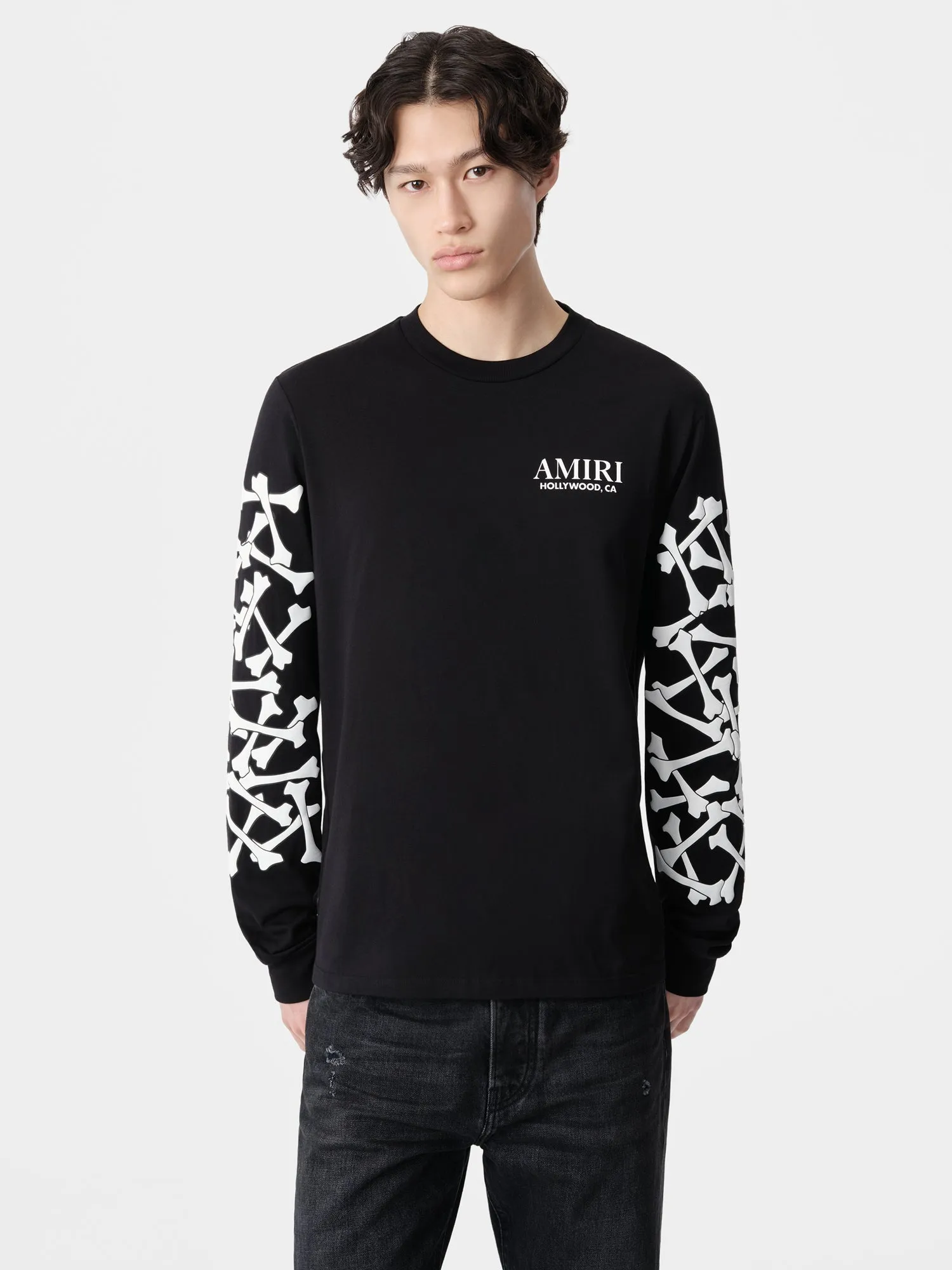 BONES STACKED LONG SLEEVE TEE - Black sold by AMIRI product image thumbnail 3