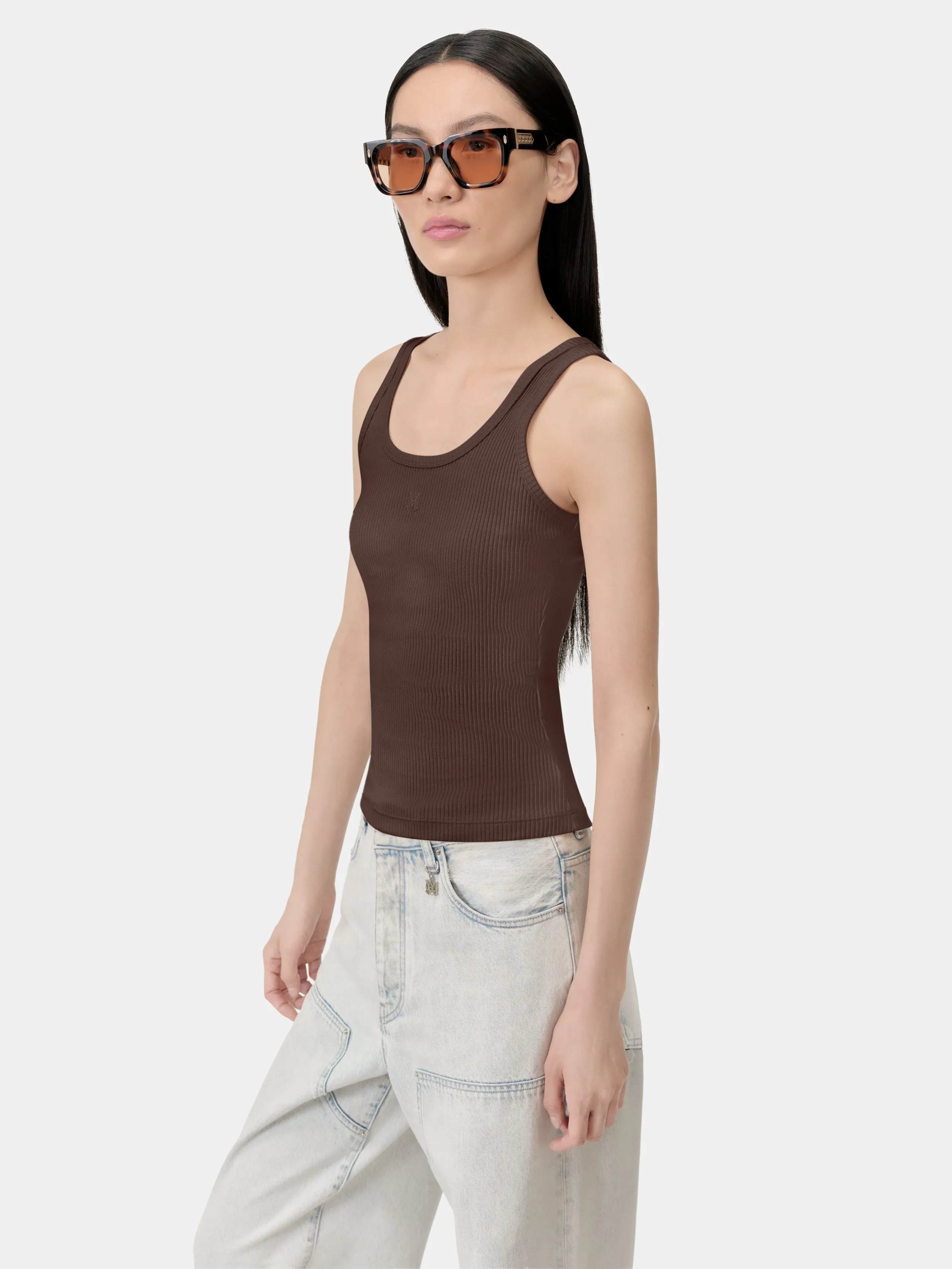 WOMEN - WOMEN'S MA EMBROIDERY TANK - Walnut Brown sold by AMIRI product image thumbnail 4