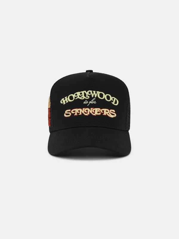 SINNERS TRUCKER HAT - Black sold by AMIRI