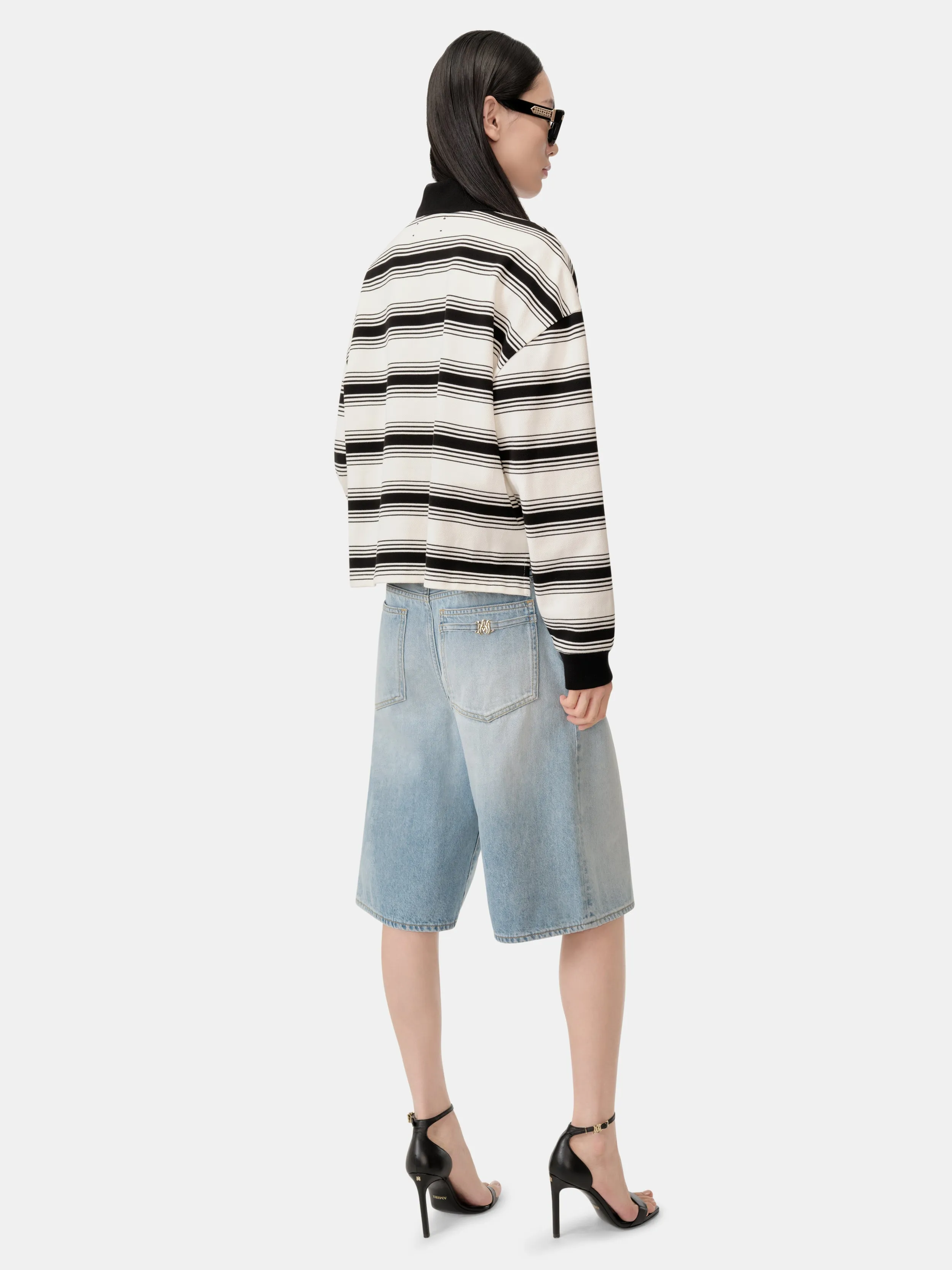 WOMEN - WOMEN'S MA STRIPE OVERSIZED POLO - Ivory Black sold by AMIRI product image thumbnail 5