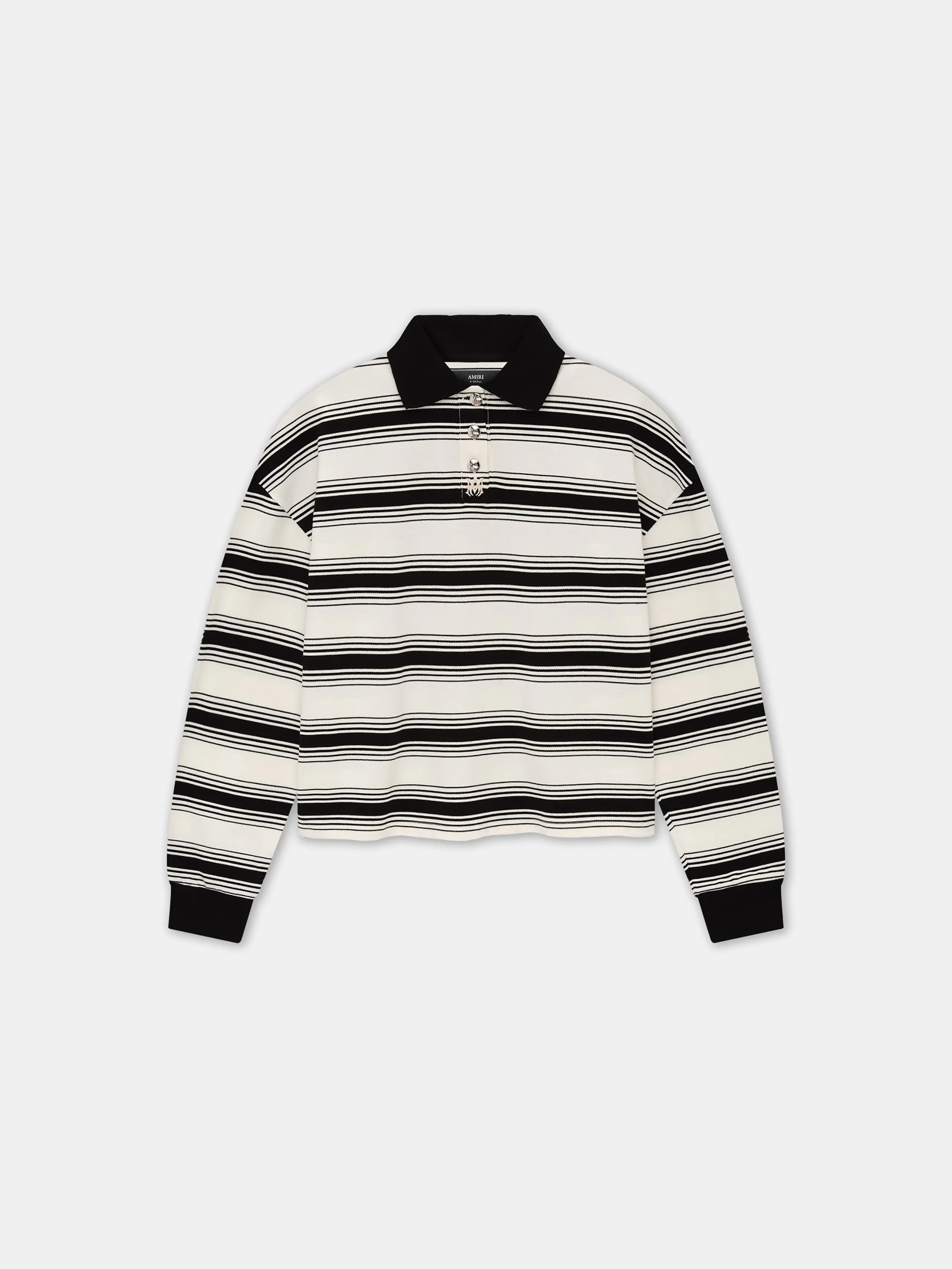 WOMEN - WOMEN'S MA STRIPE OVERSIZED POLO - Ivory Black sold by AMIRI