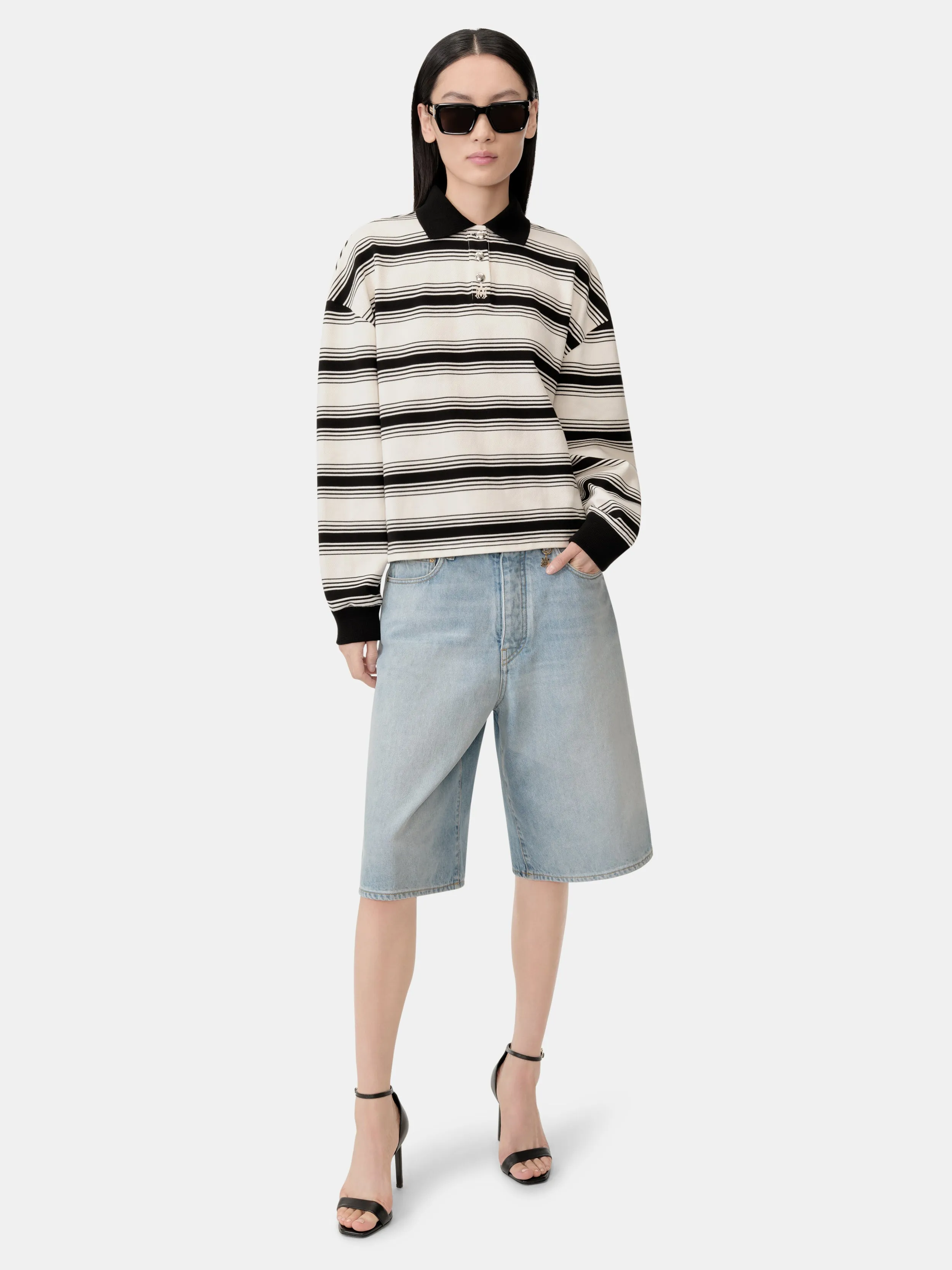 WOMEN - WOMEN'S MA STRIPE OVERSIZED POLO - Ivory Black sold by AMIRI product image thumbnail 2