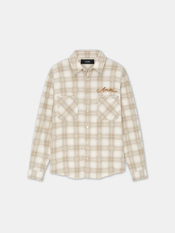 BLEACH BANDANA PATCH FLANNEL - Light Camel made by AMIRI