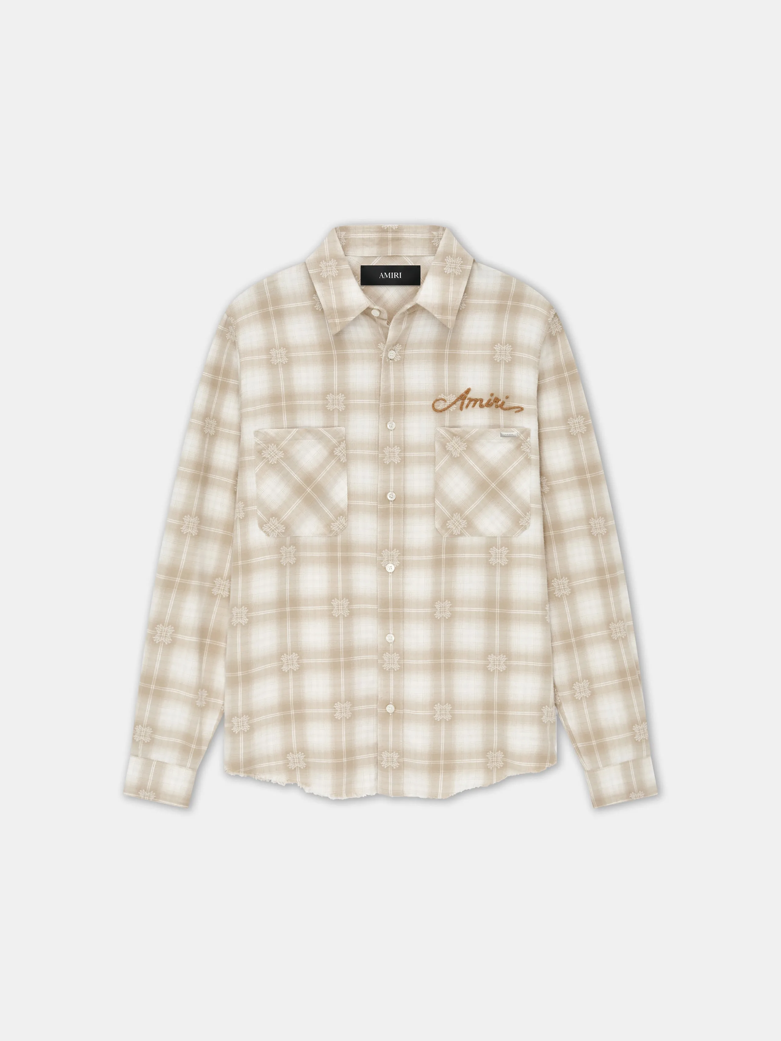 BLEACH BANDANA PATCH FLANNEL - Light Camel sold by AMIRI