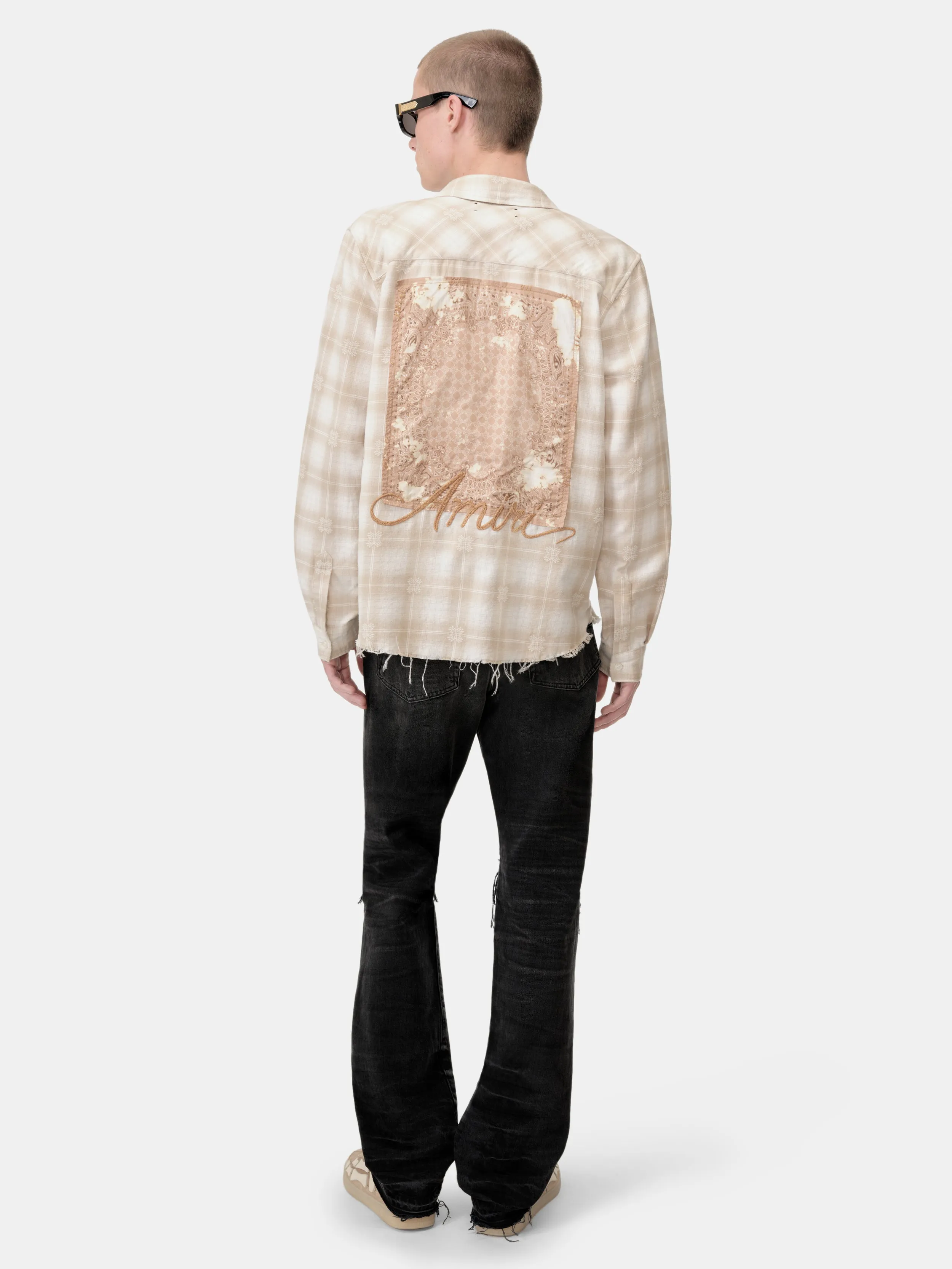 BLEACH BANDANA PATCH FLANNEL - Light Camel sold by AMIRI product image thumbnail 5