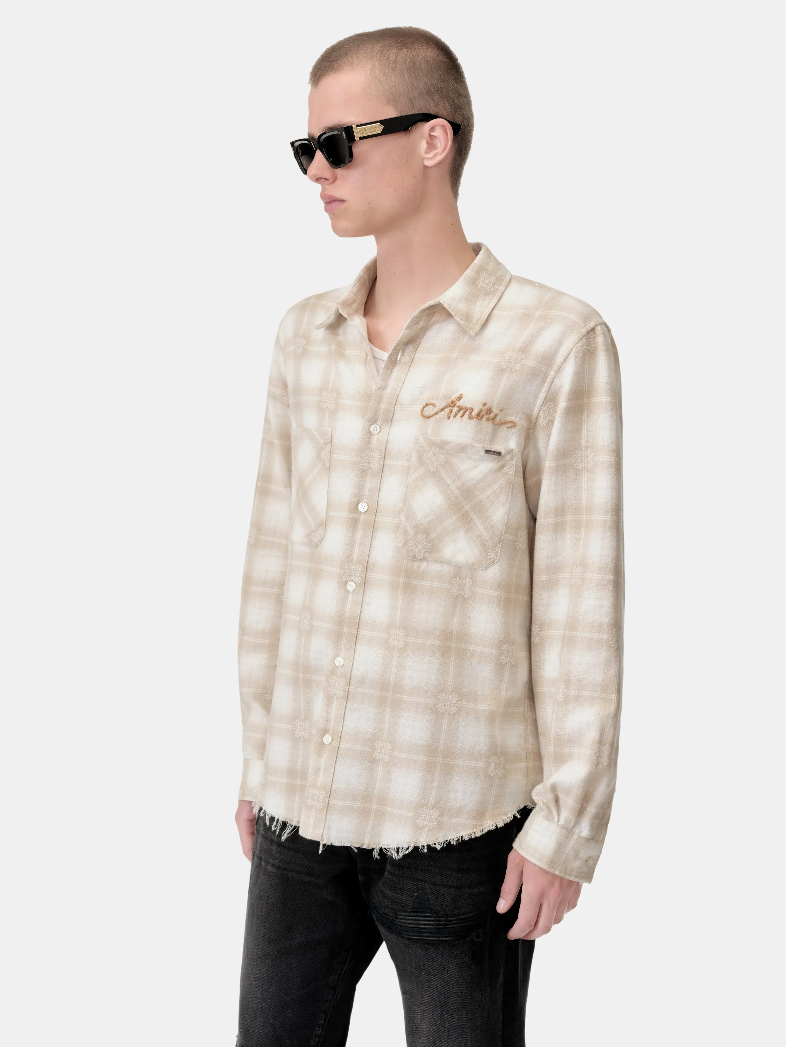 BLEACH BANDANA PATCH FLANNEL - Light Camel sold by AMIRI product image thumbnail 4