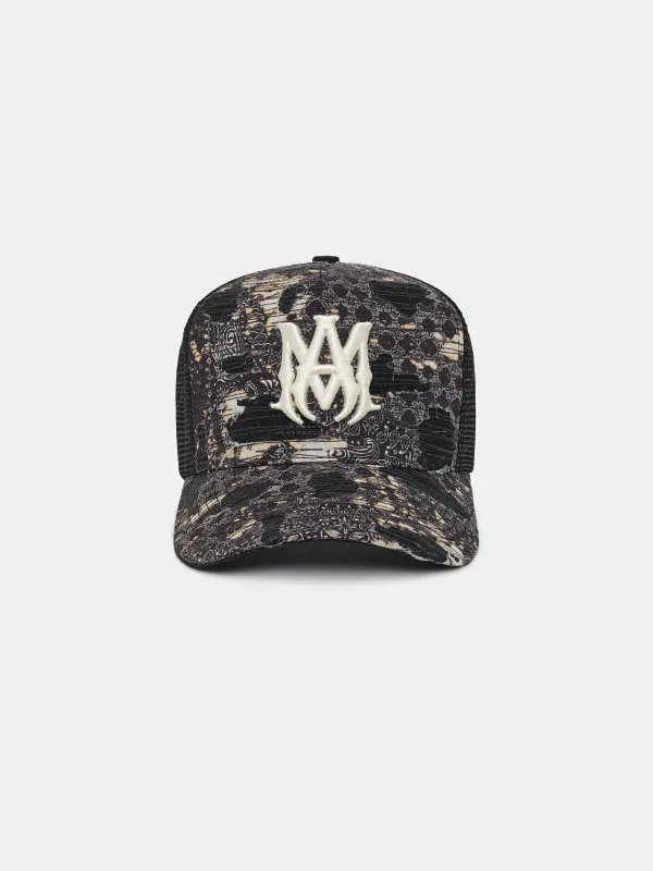 BANDANA REPAIR TRUCKER HAT - Black made by AMIRI