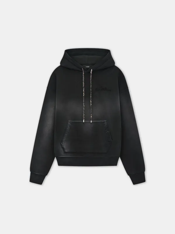 AMIRI BANDANA BLEACH ALL OVER HOODIE - BLACK | Parallel
