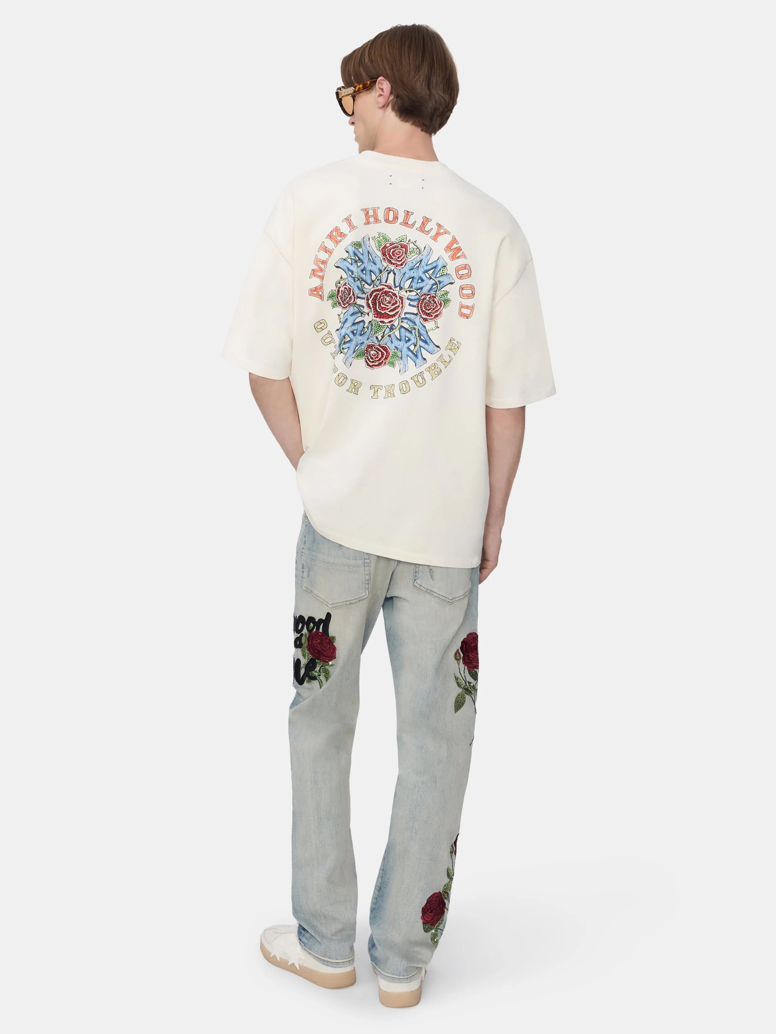 CRYSTAL OUT FOR TROUBLE OVERSIZED TEE - IVORY sold by AMIRI product image thumbnail 4