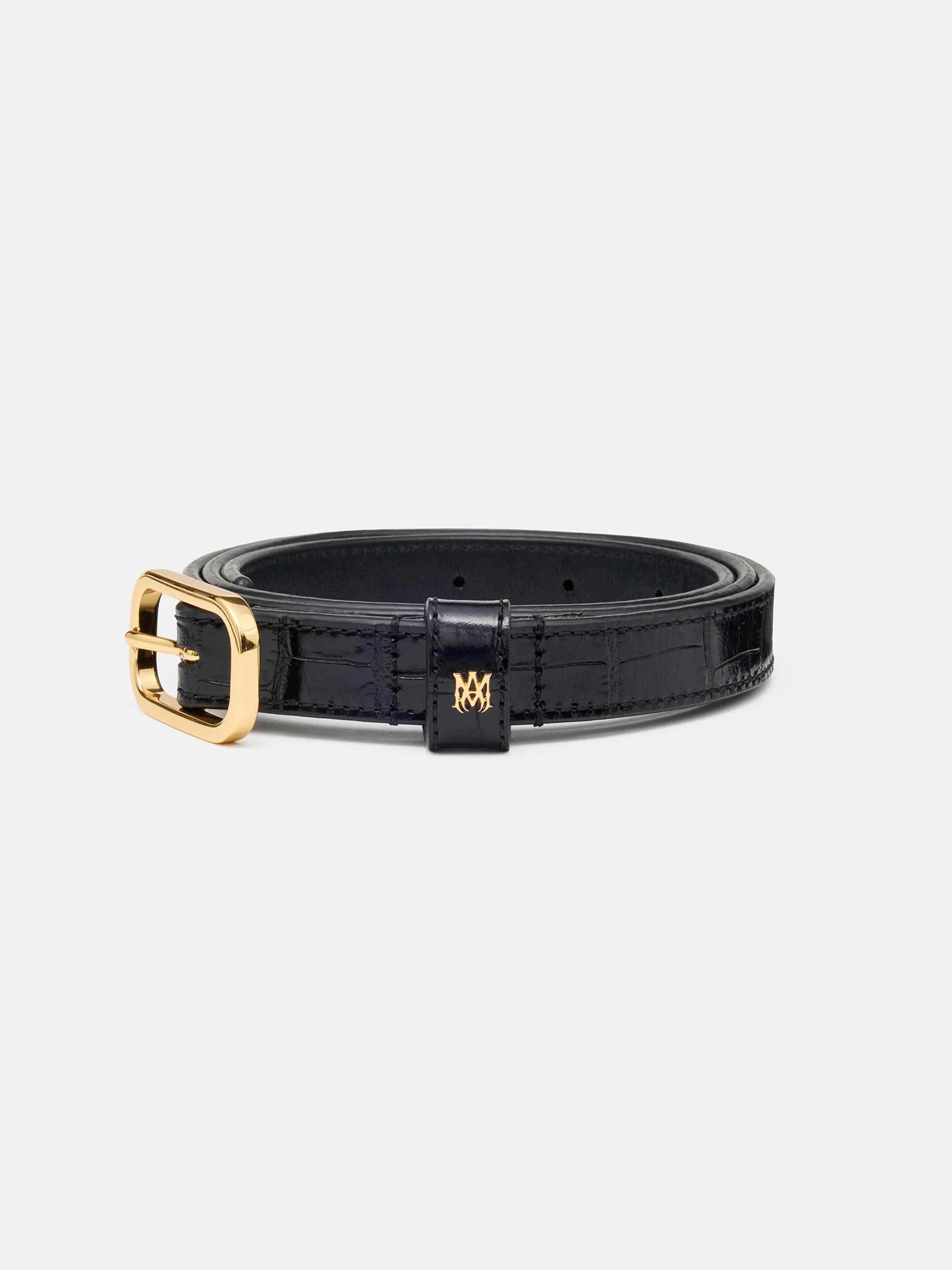 CROC EMBOSSED 2CM BELT - BLACK GOLD sold by AMIRI product image thumbnail 2