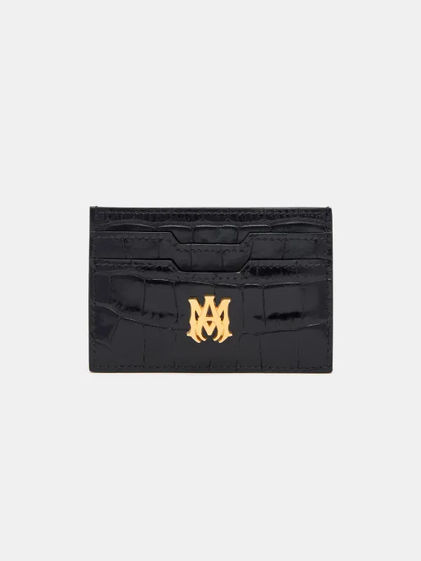CROC EMBOSSED CARD HOLDER - BLACK made by AMIRI