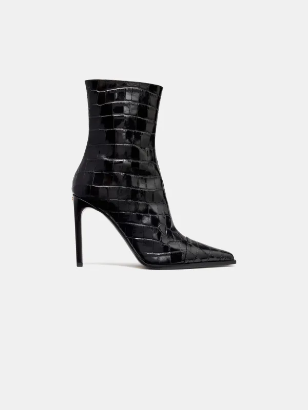 WOMEN - WOMEN'S CROC DEBOSSED MA STILETTO BOOT - BLACK sold by AMIRI