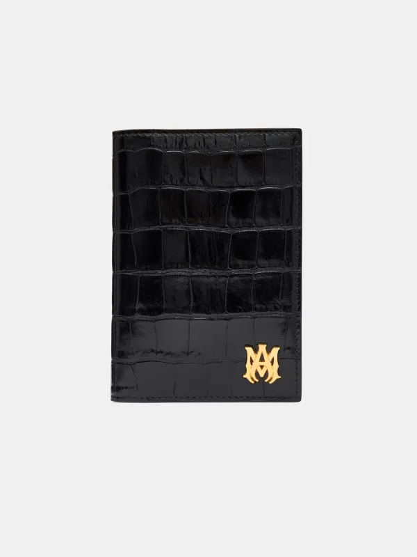 CROC EMBOSSED PASSPORT HOLDER - BLACK sold by AMIRI