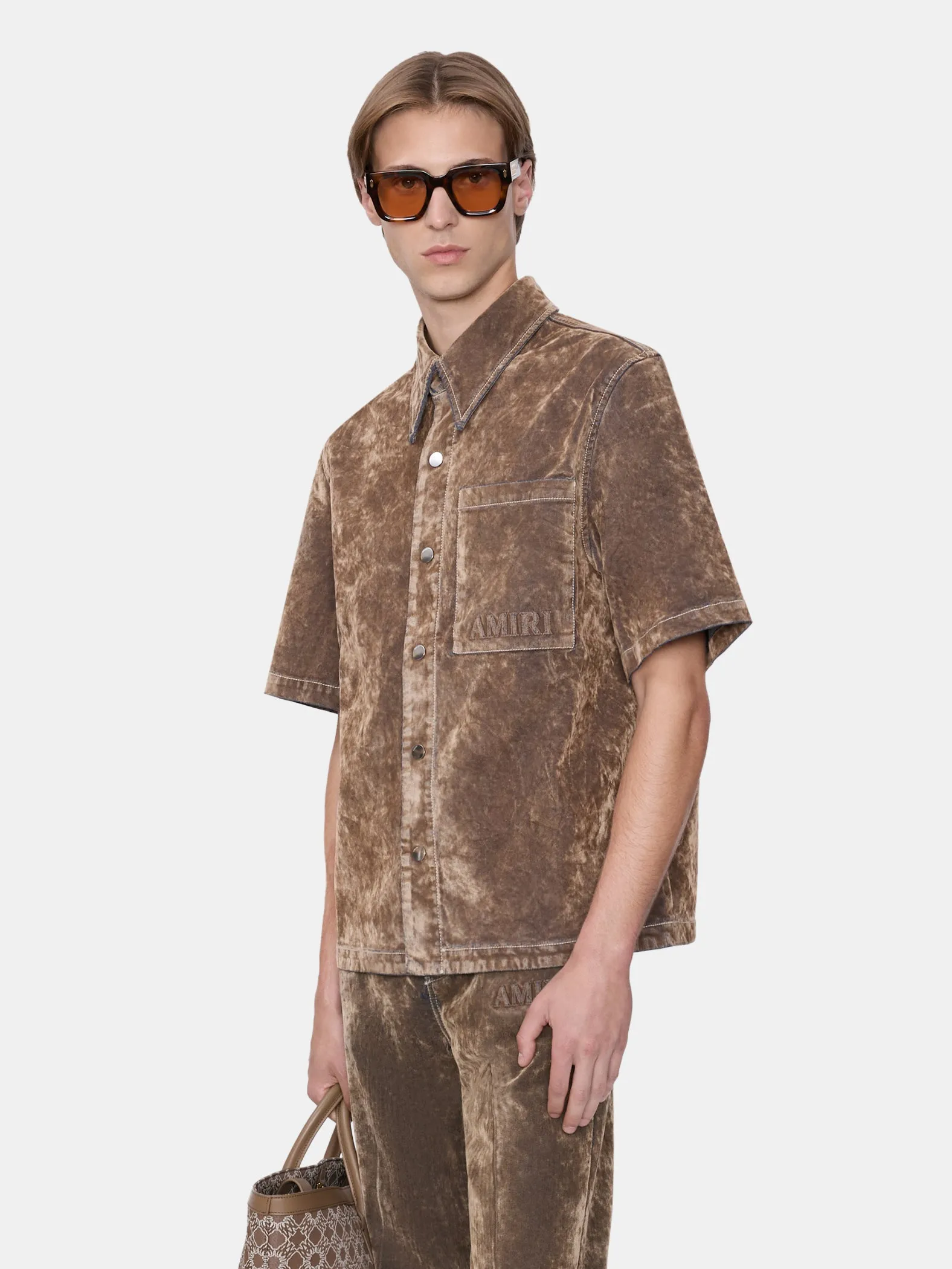 VELVET CAMP SHIRT - TAN sold by AMIRI product image thumbnail 3