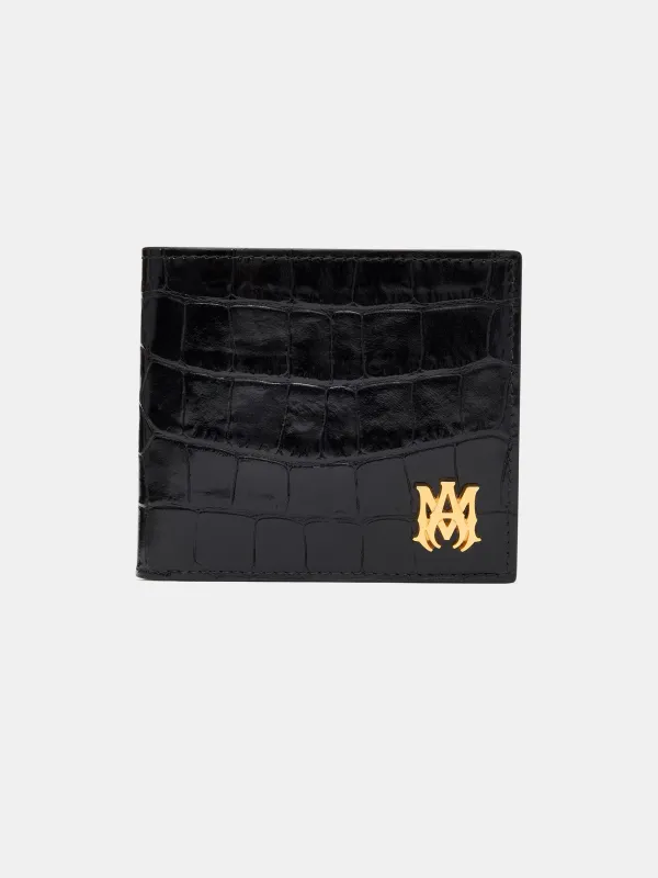 CROC EMBOSSED BIFOLD - BLACK sold by AMIRI