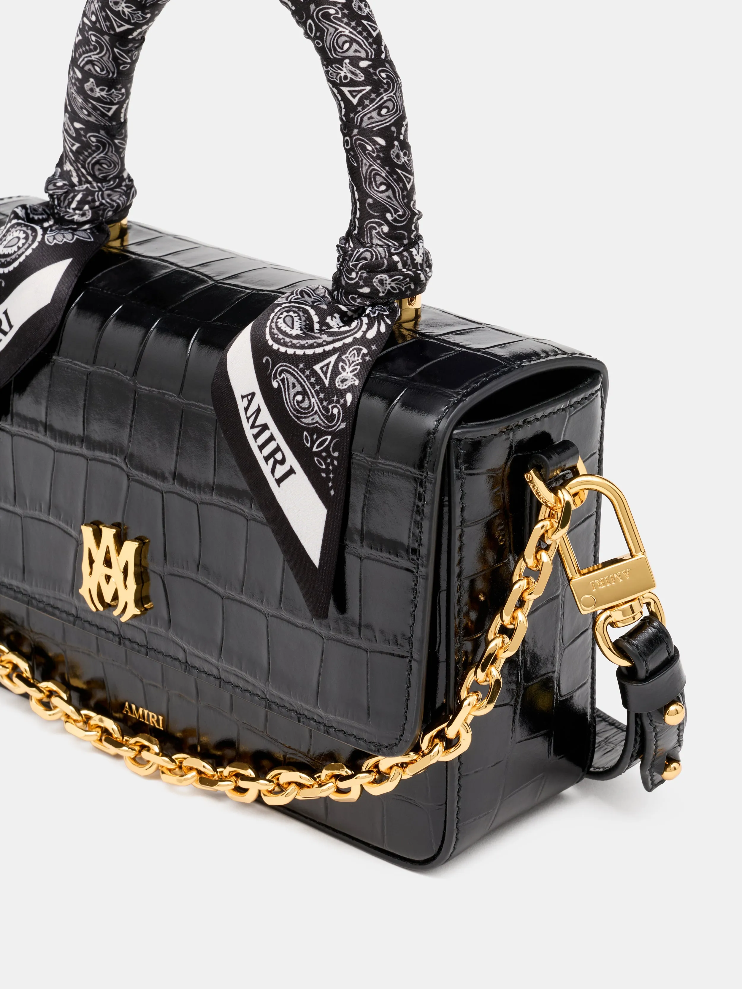 WOMEN - WOMEN'S CROC EMBOSSED LONG MA BAG - BLACK sold by AMIRI product image thumbnail 4