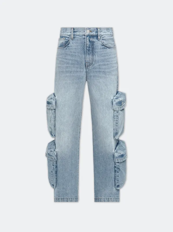WOMEN - WOMEN'S BAGGY CARGO JEAN - ANTIQUE INDIGO sold by AMIRI