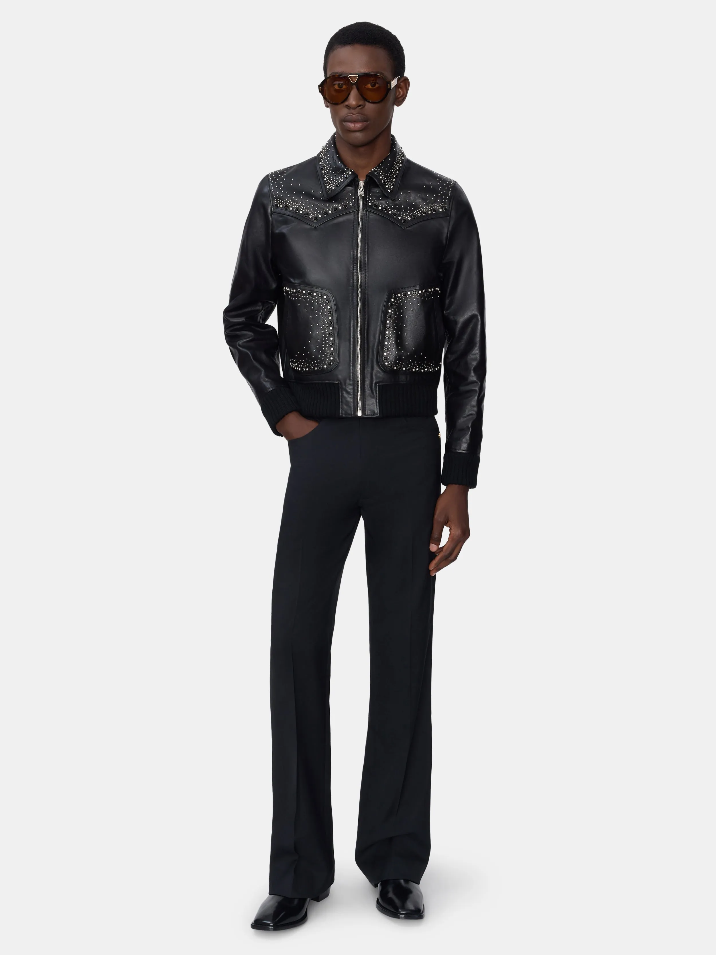 CRYSTAL LEATHER WESTERN JACKET - BLACK sold by AMIRI product image thumbnail 2