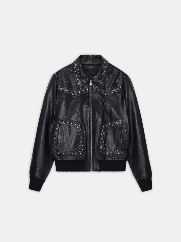 CRYSTAL LEATHER WESTERN JACKET - BLACK made by AMIRI