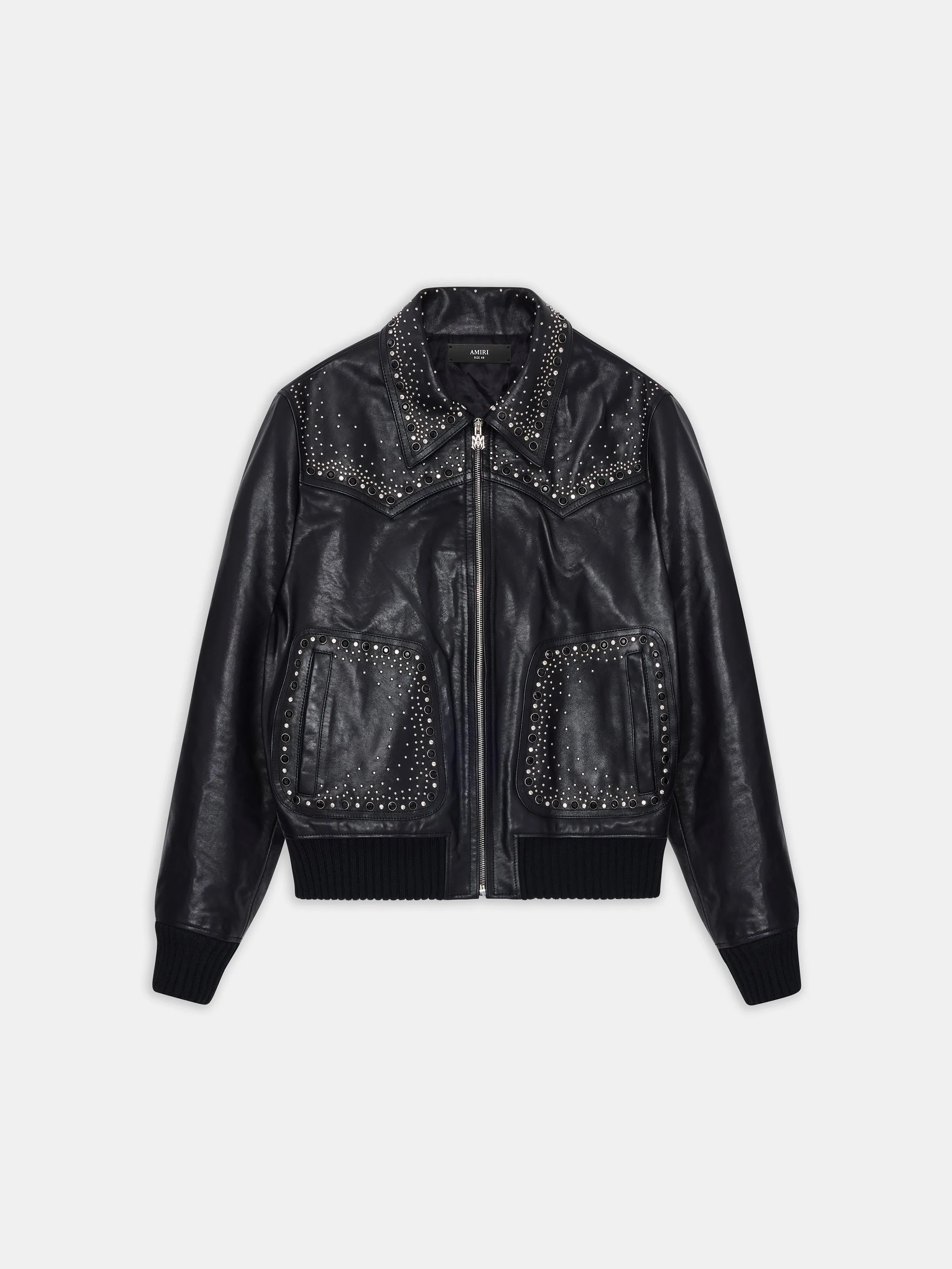 CRYSTAL LEATHER WESTERN JACKET - BLACK sold by AMIRI