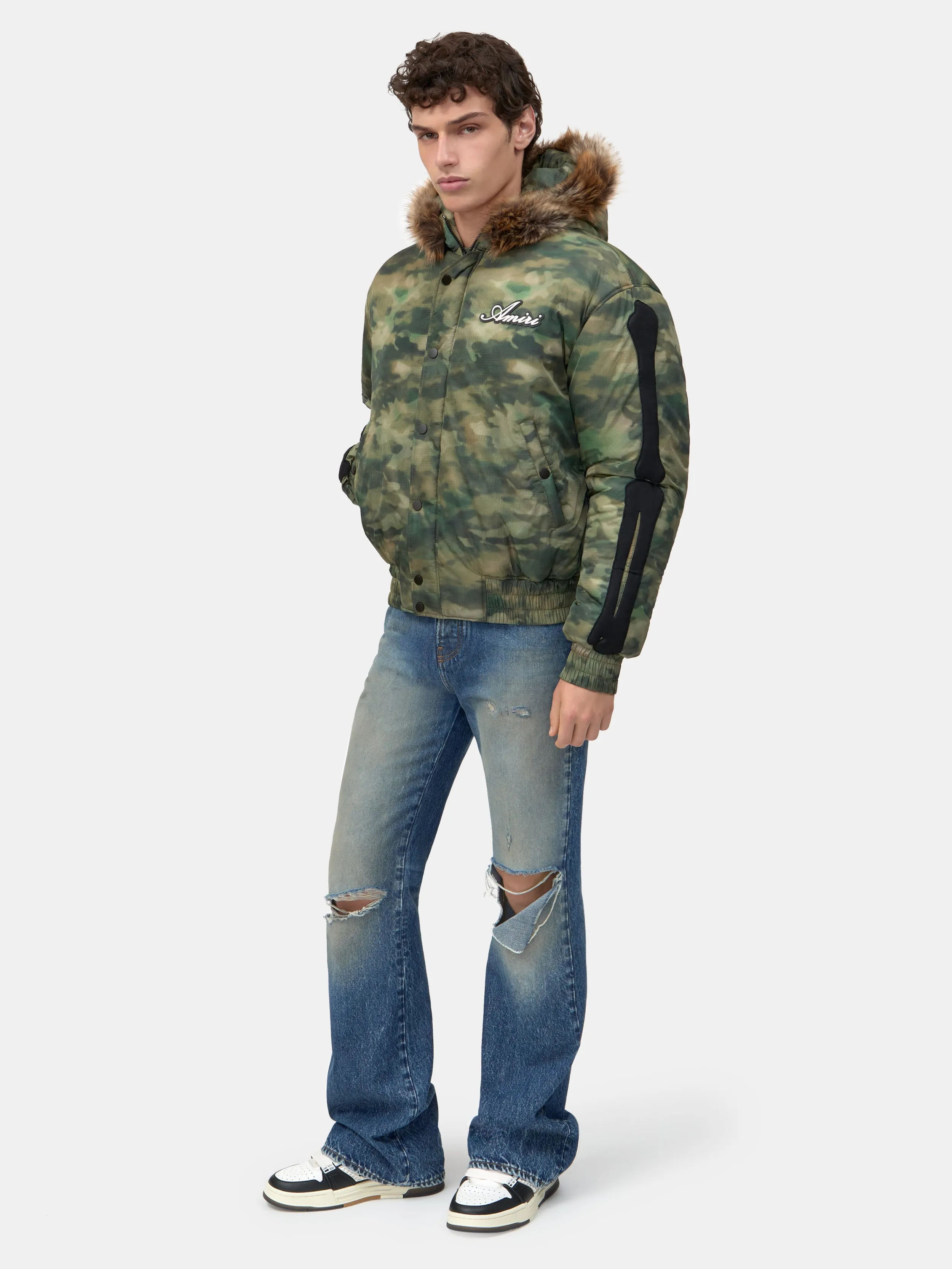 BONES CAMO HOODED DOWN JACKET - Camo sold by AMIRI product image thumbnail 3