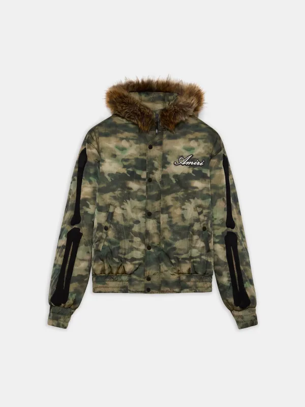 BONES CAMO HOODED DOWN JACKET - Camo made by AMIRI