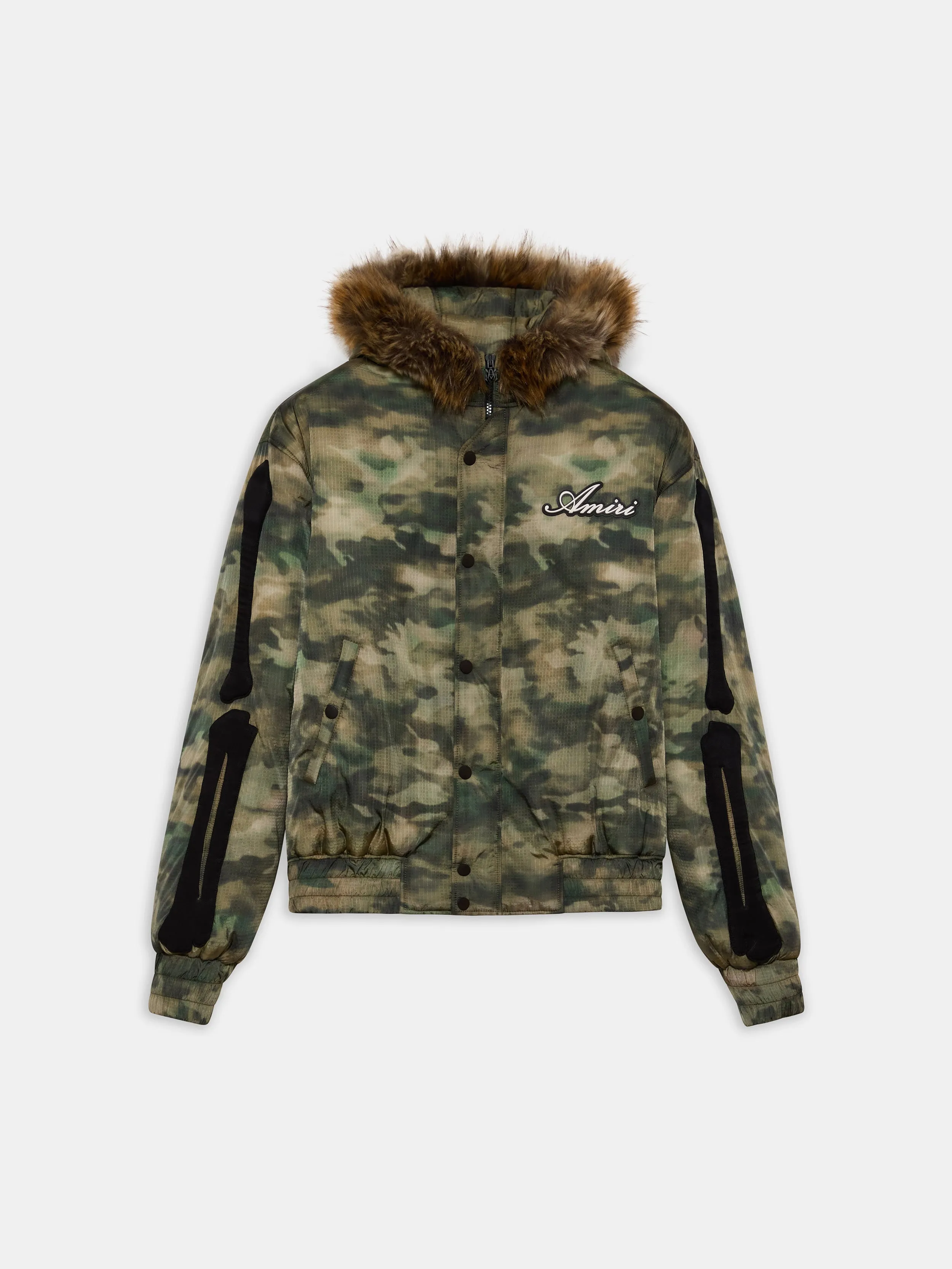 BONES CAMO HOODED DOWN JACKET - Camo sold by AMIRI