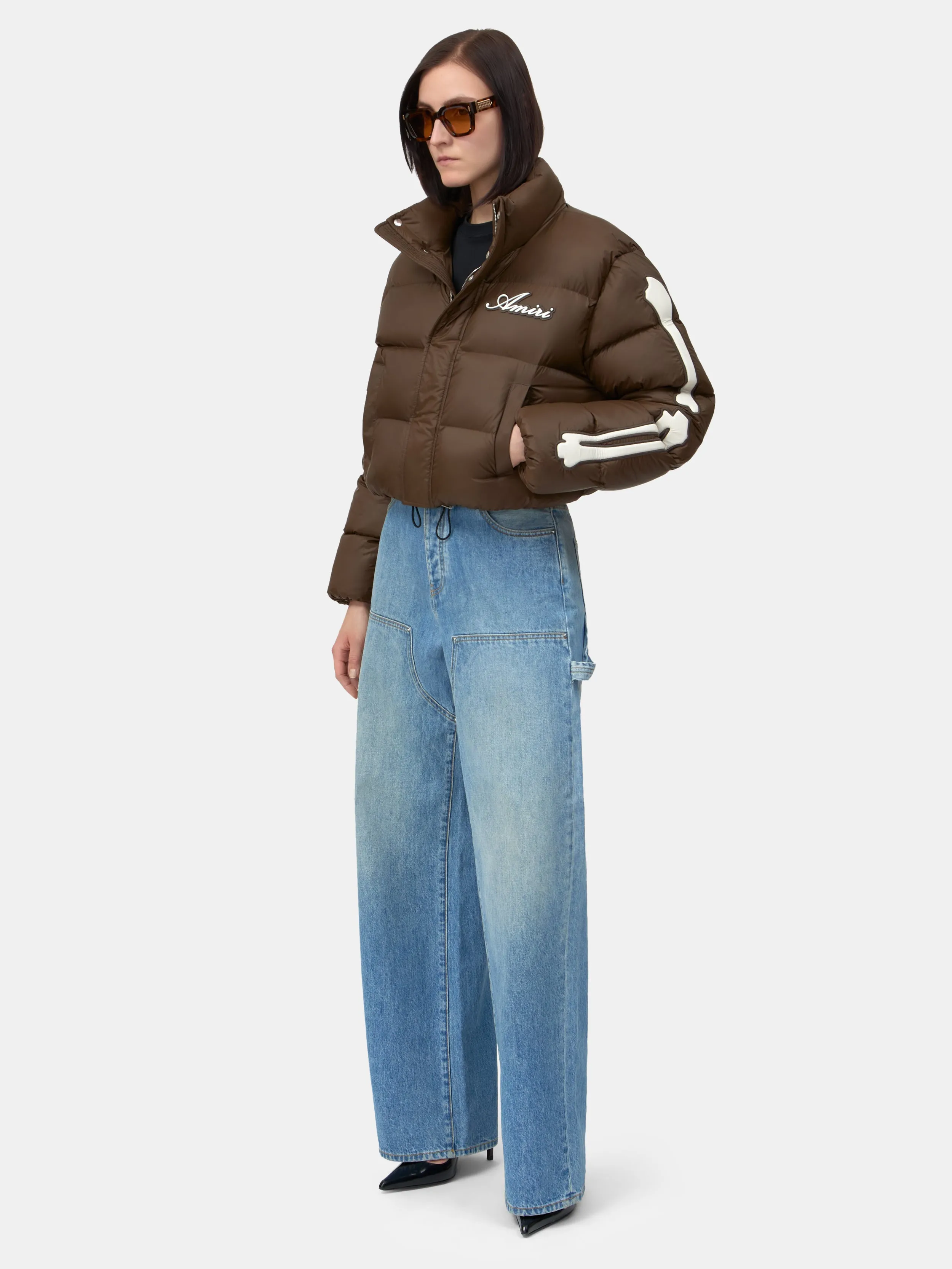 WOMEN - WOMEN'S BONES CROPPED DOWN JACKET - Dark Brown sold by AMIRI product image thumbnail 3