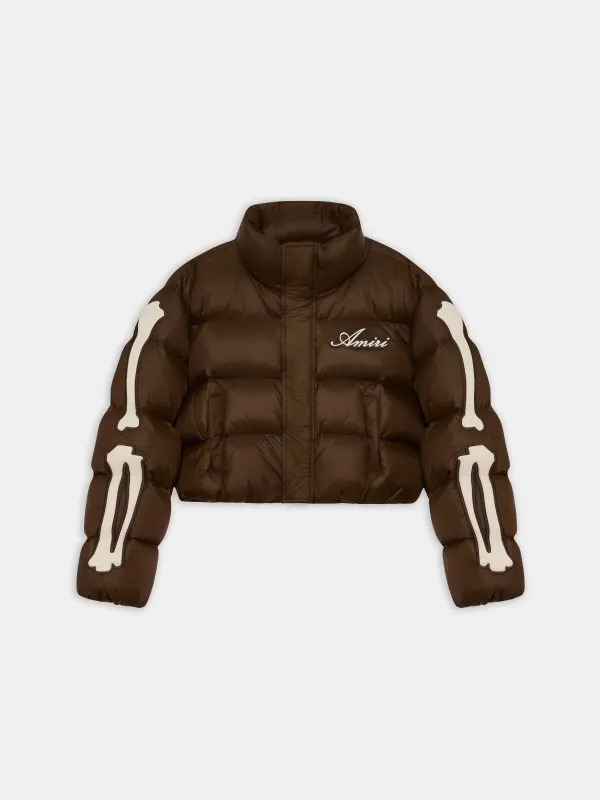 WOMEN - WOMEN'S BONES CROPPED DOWN JACKET - Dark Brown made by AMIRI