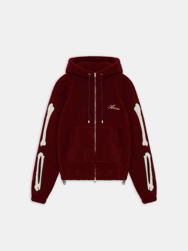 BONES FLEECE ZIP HOODIE - Aged Port made by AMIRI