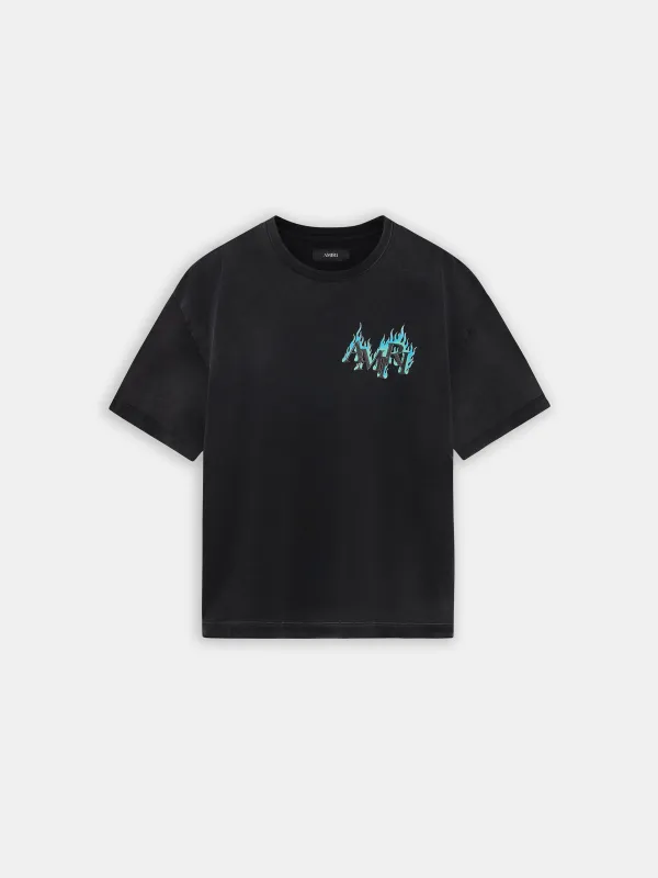 CRYSTAL AMIRI FLAMES OVERSIZED TEE - Black sold by AMIRI