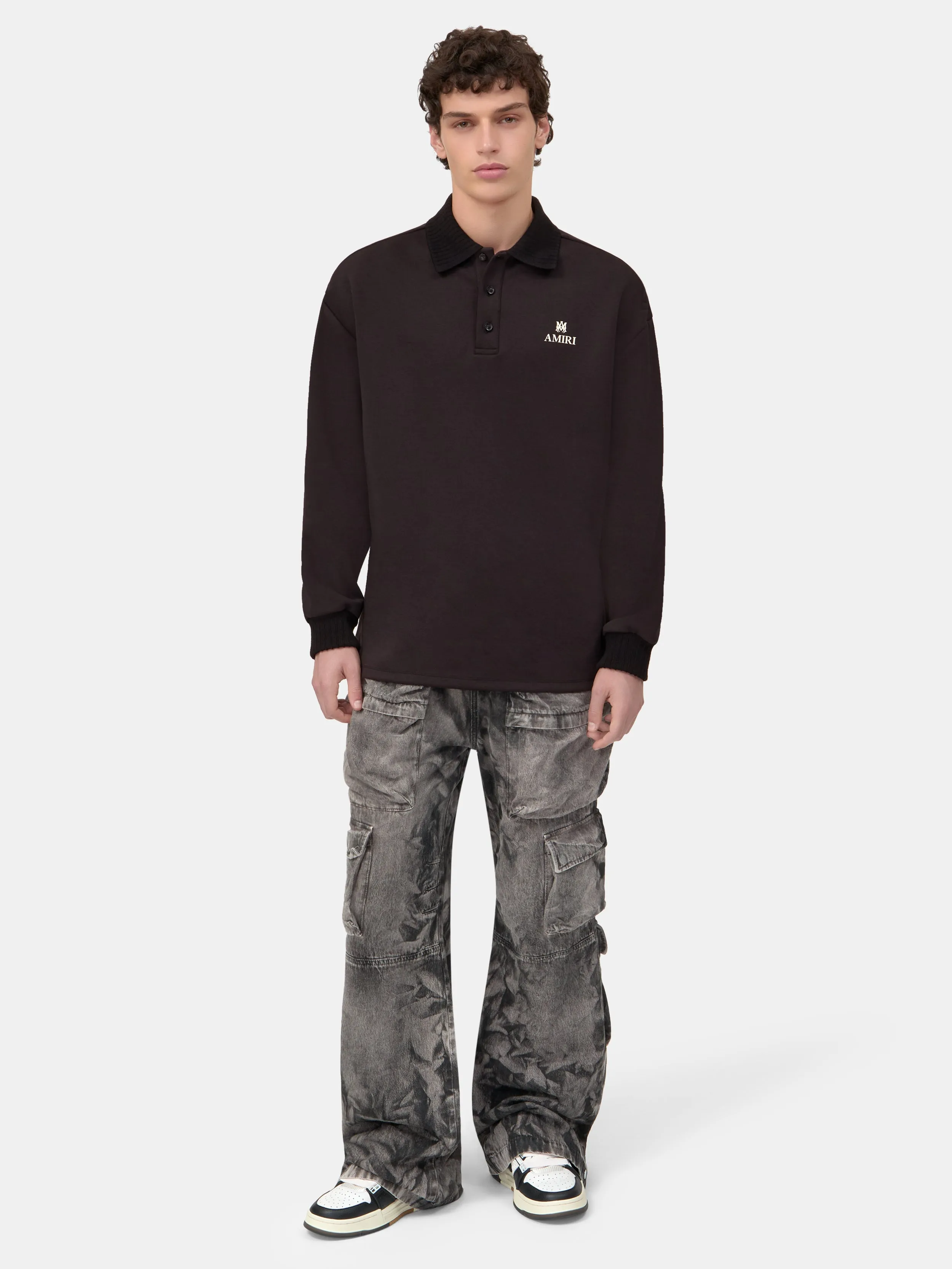 MA OVERSIZED LONG SLEEVE POLO - Black sold by AMIRI product image thumbnail 2