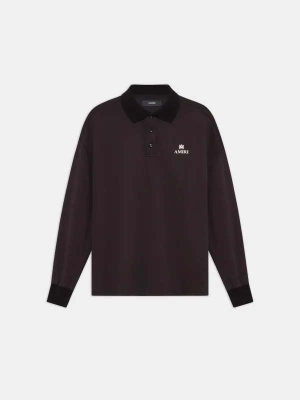 MA OVERSIZED LONG SLEEVE POLO - Black sold by AMIRI