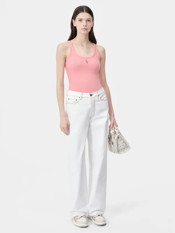 WOMEN - WOMEN'S AMIRI STACKED RIBBED TANK - Flamingo Pink sold by AMIRI