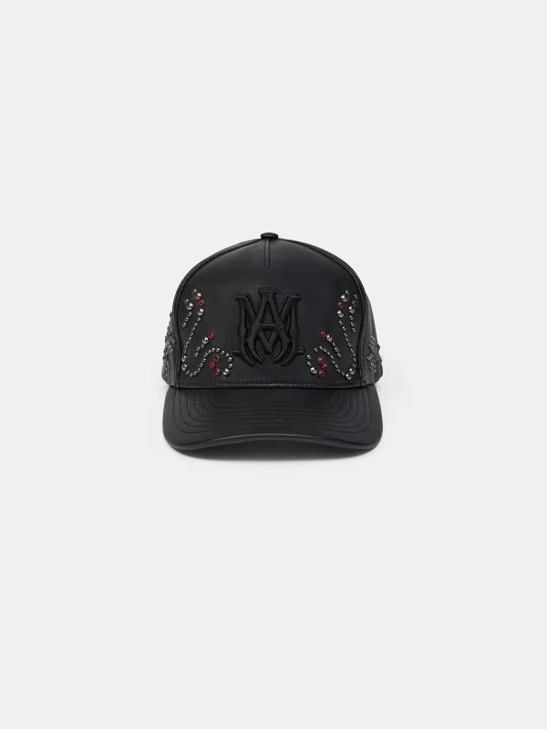 MA STUD LEATHER HAT - Black sold by AMIRI