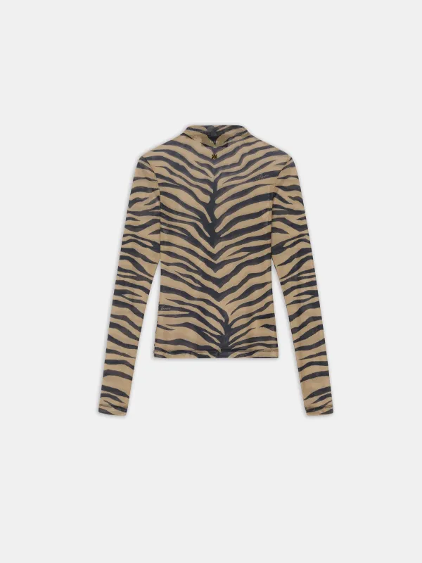 WOMEN - WOMEN'S ZEBRA LONG SLEEVE TOP - Dark Brown made by AMIRI