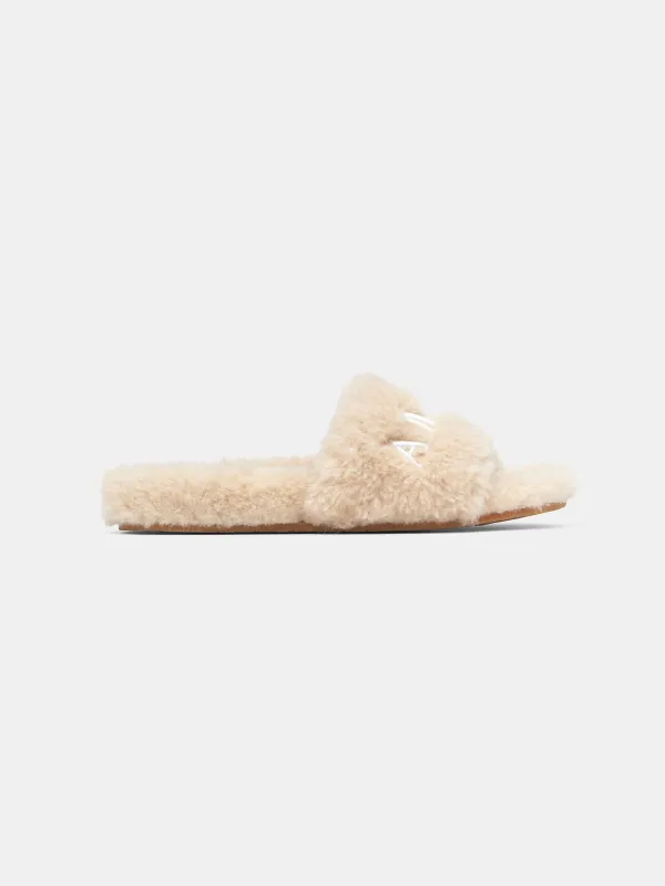 WOMEN - WOMEN'S AMIRI SHEARLING SLIDE - Natural sold by AMIRI